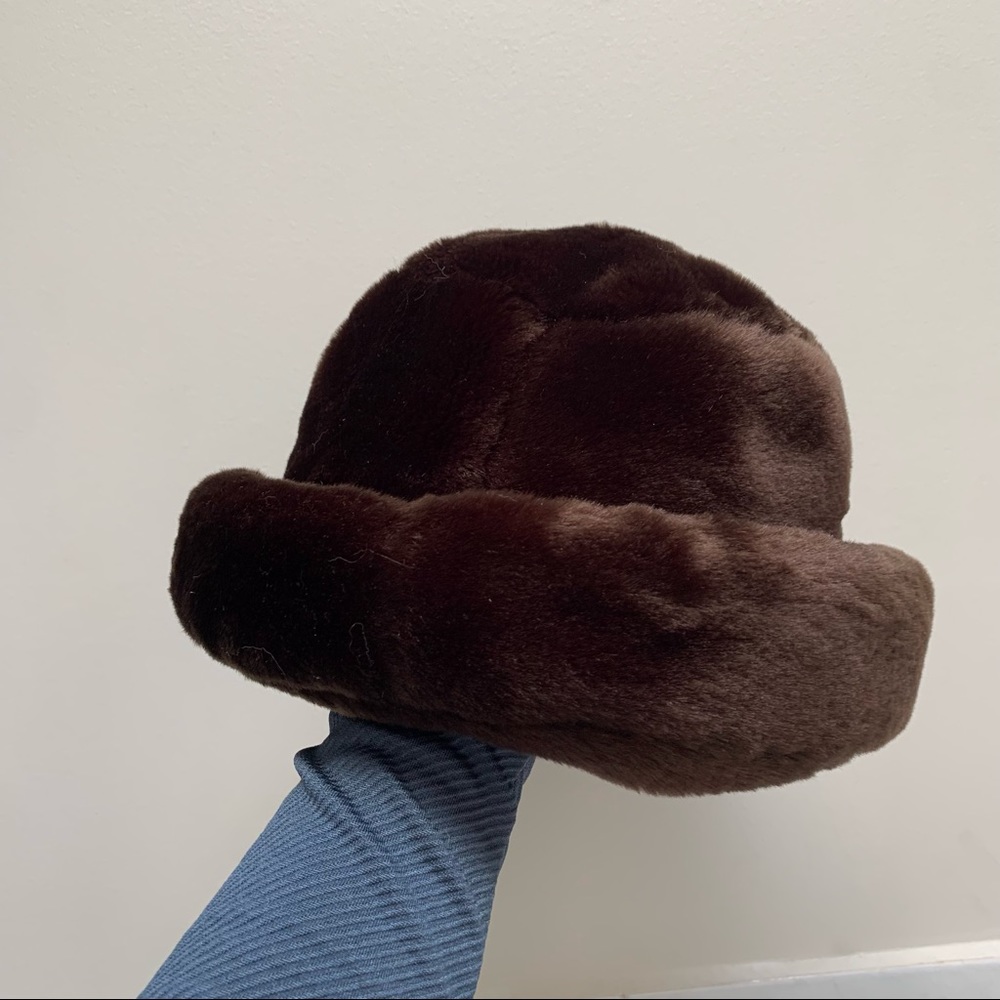 Brown fuzzy hat